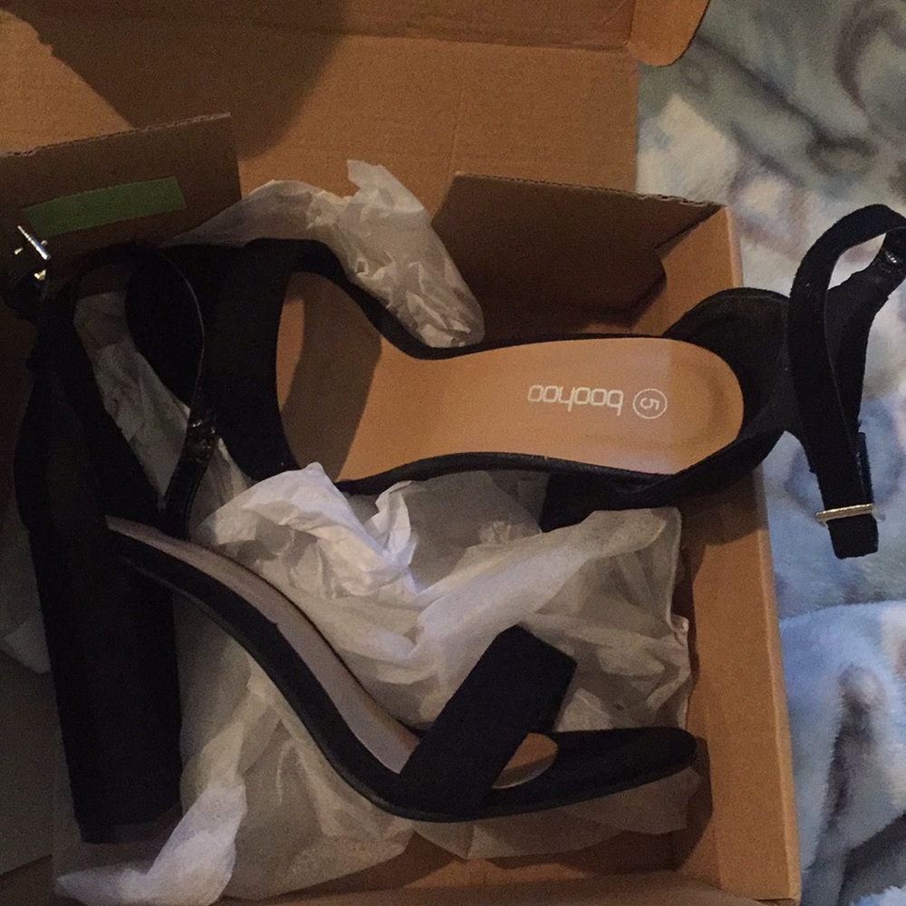 Black ankle strap heels